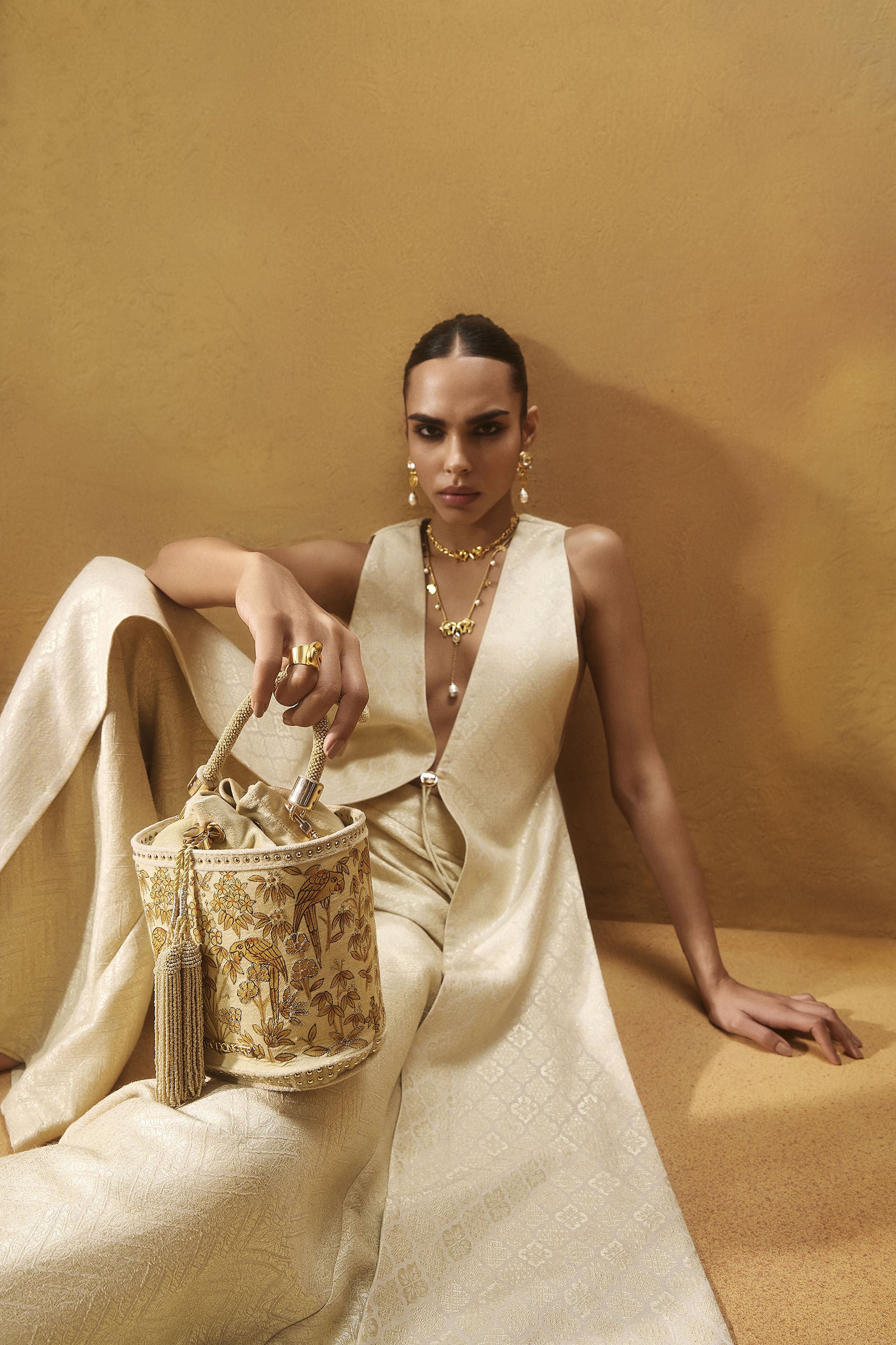 Pichhwai Bucket Bag - Canary Gold